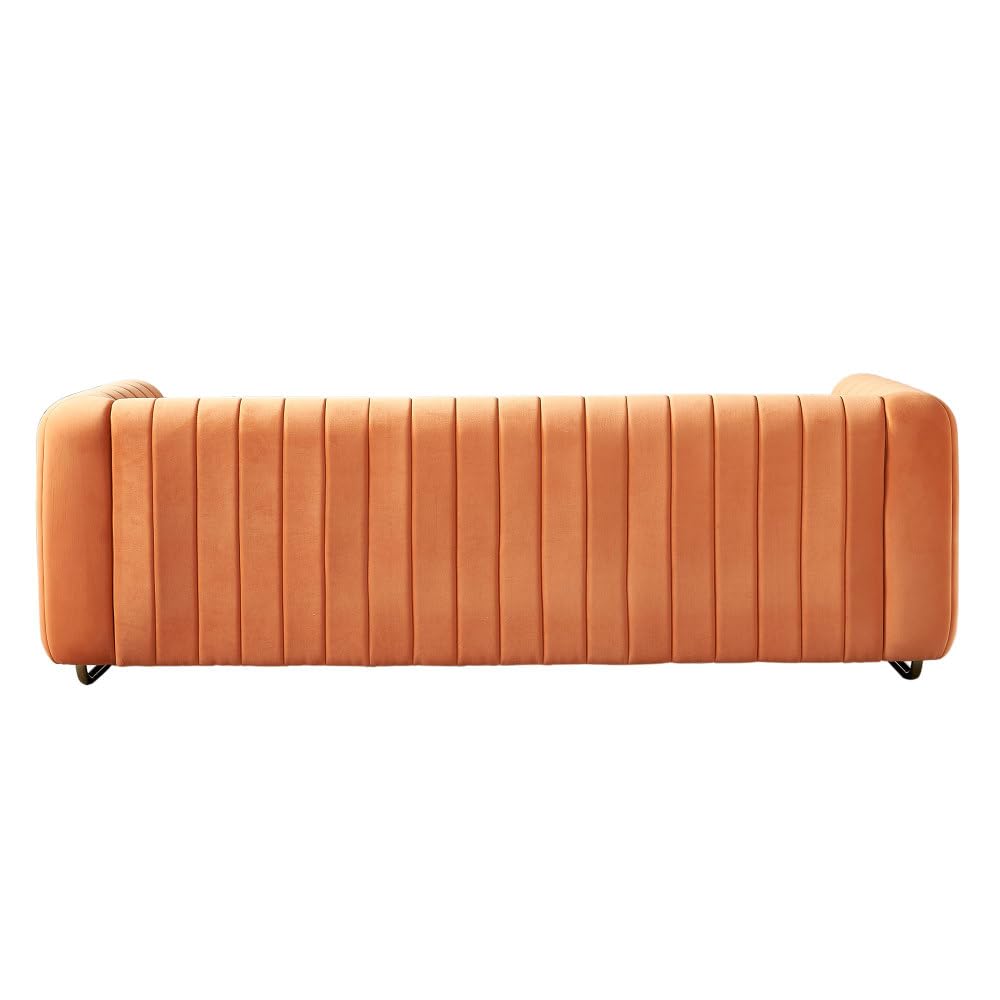 Orange Velvet 3-Seater Sofa Q108068