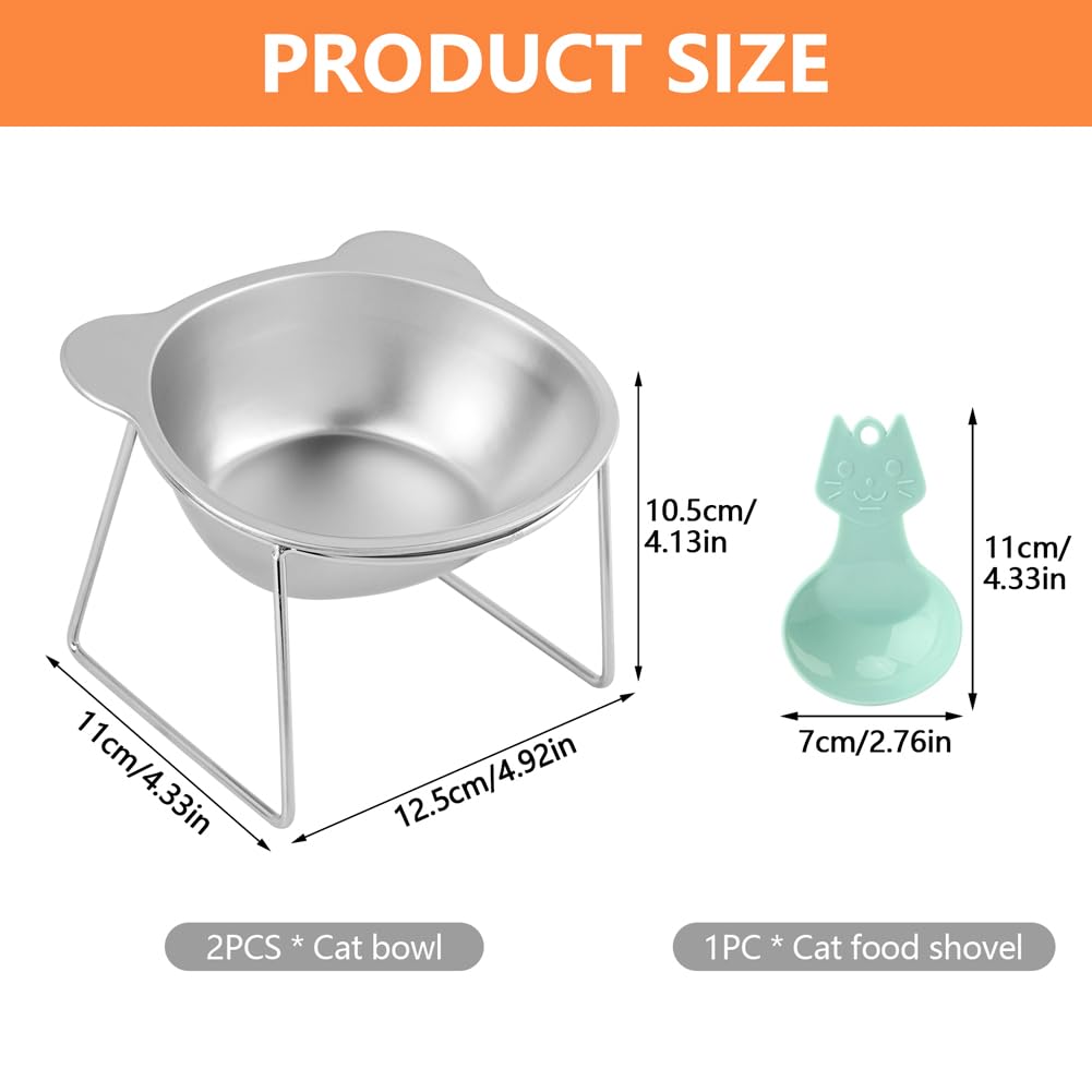 2 Pack Stainless Steel Elevated Cat Bowls Z263003