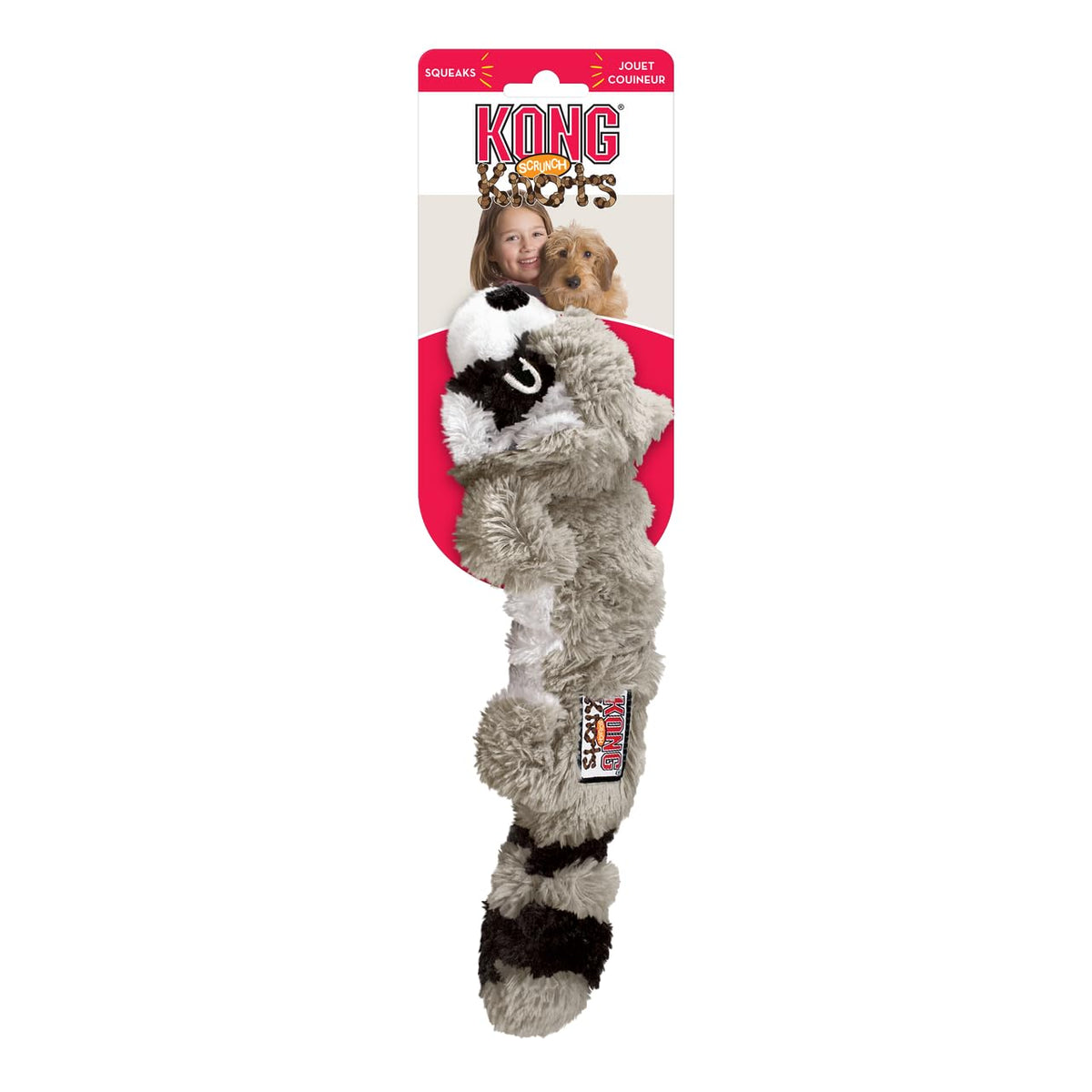 2 Pack Stuffing-Free Plush Dog Toy with Knotted Ropes & Squeaker A926524