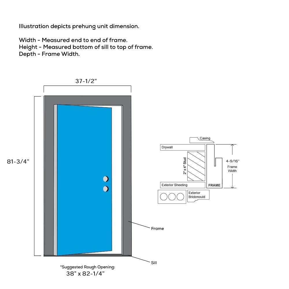 Steel Primed Left Hand In-Swing Prehung Front Door 1/2 Lite 2-Panel Clear Glass 36" x 80" X5101
