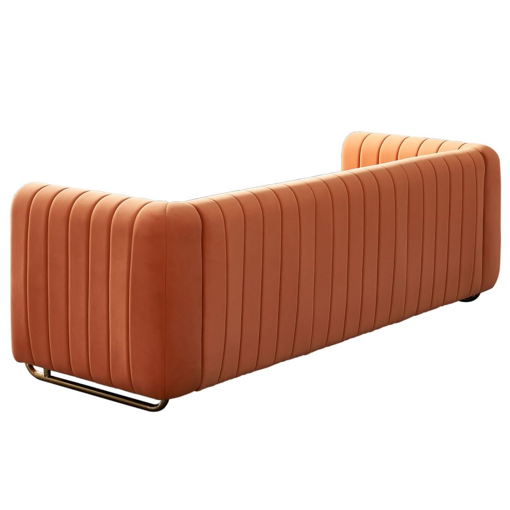 Orange Velvet 3-Seater Sofa Q108068