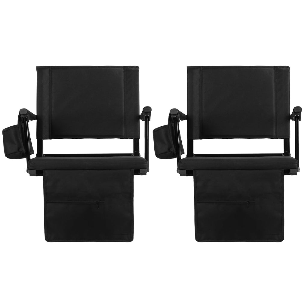2 Pcs Folding Stadium Seat with Back Support and Cushion X88995