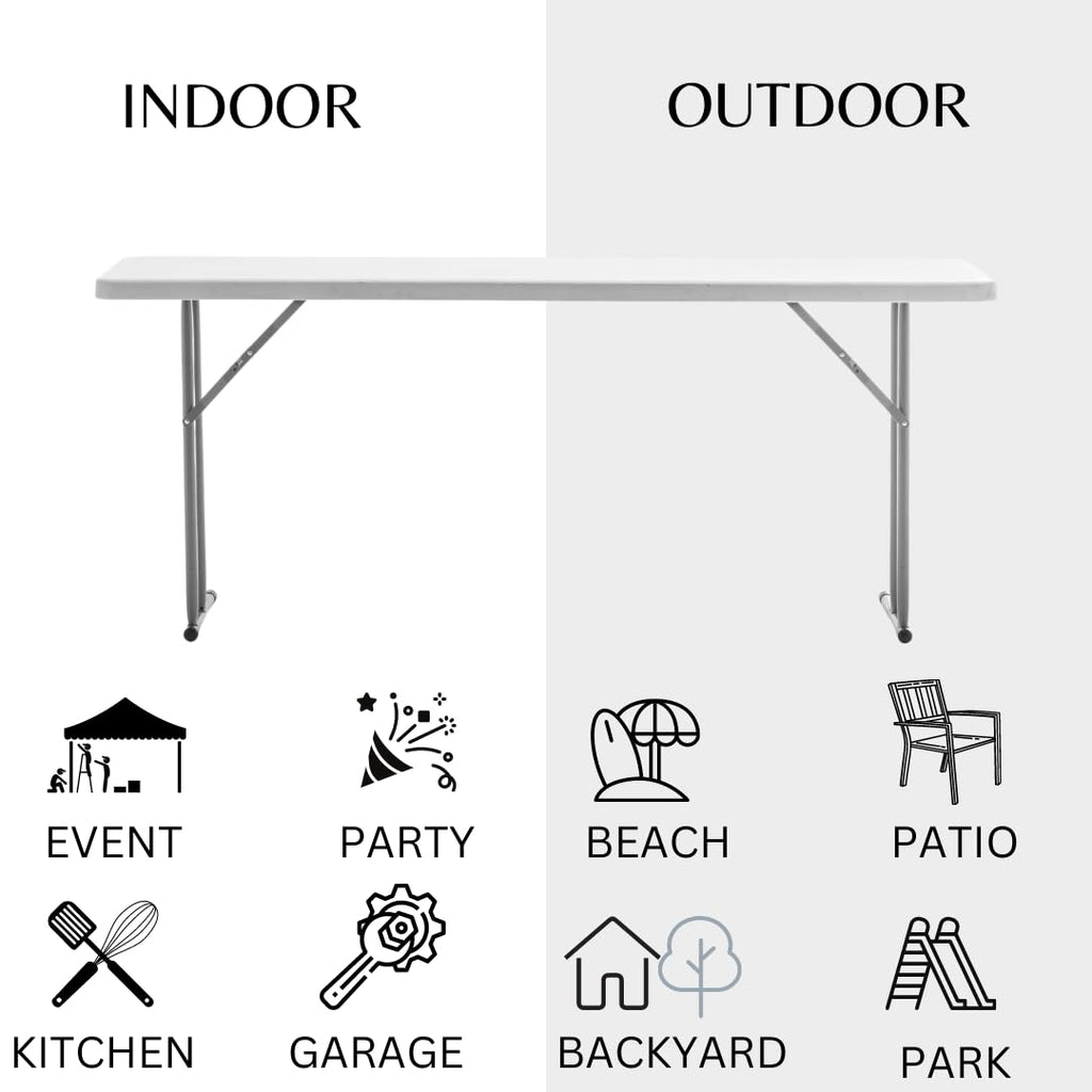 White Granite Plastic Folding Training Table Set of 2 D38948