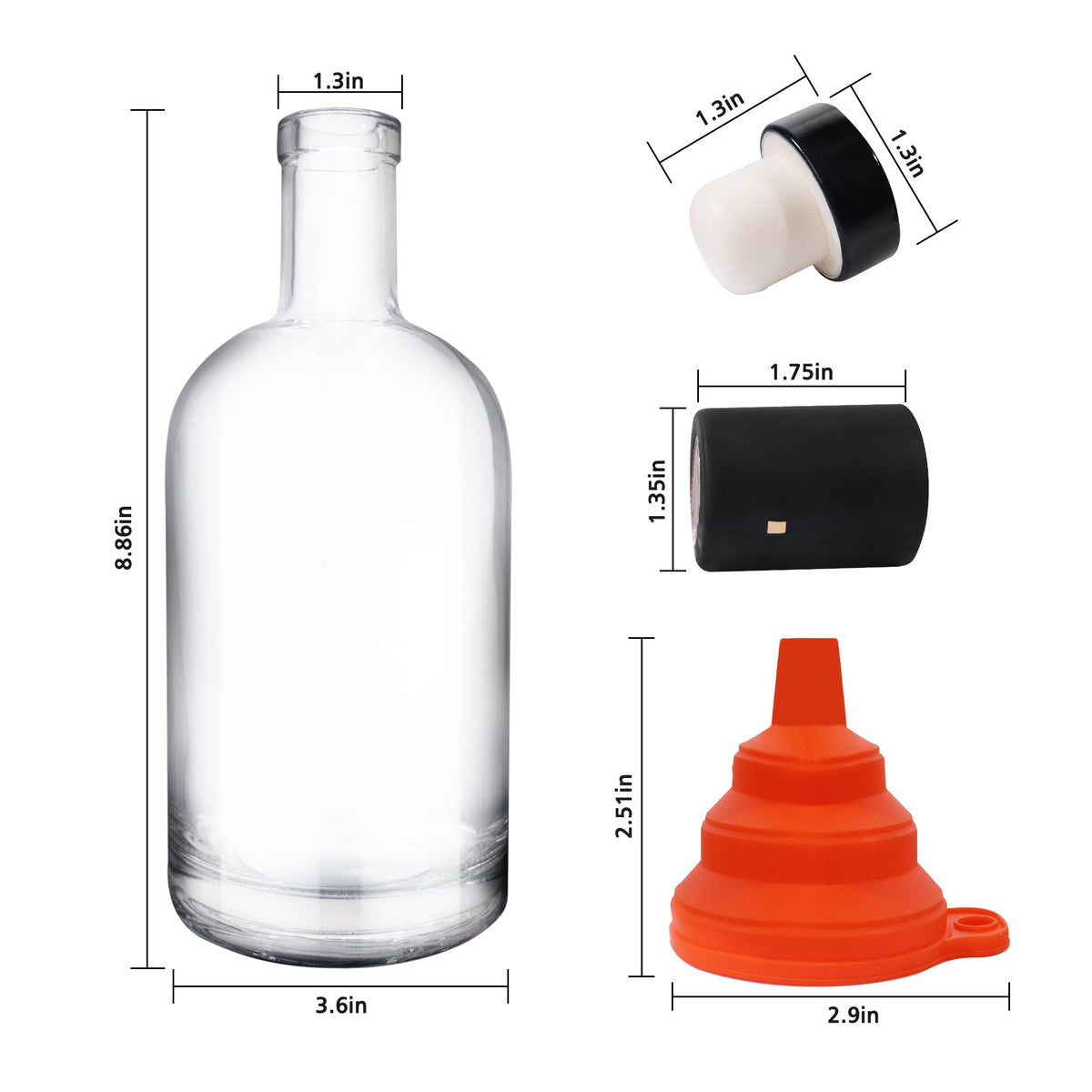 4 Pack 25oz Clear Glass Bottles with Cork Lids B161