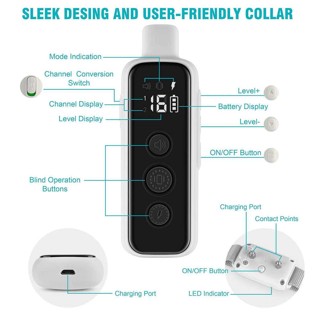 Waterproof Rechargeable Dog Training Collar with Remote D448358