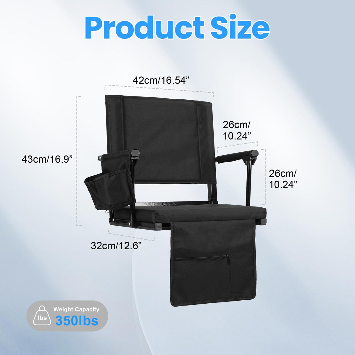 2 Pcs Folding Stadium Seat with Back Support and Cushion X88995