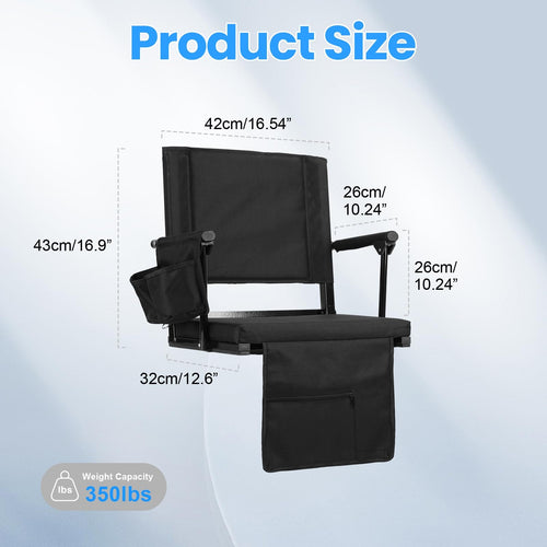 2 Pcs Folding Stadium Seat with Back Support and Cushion X88995