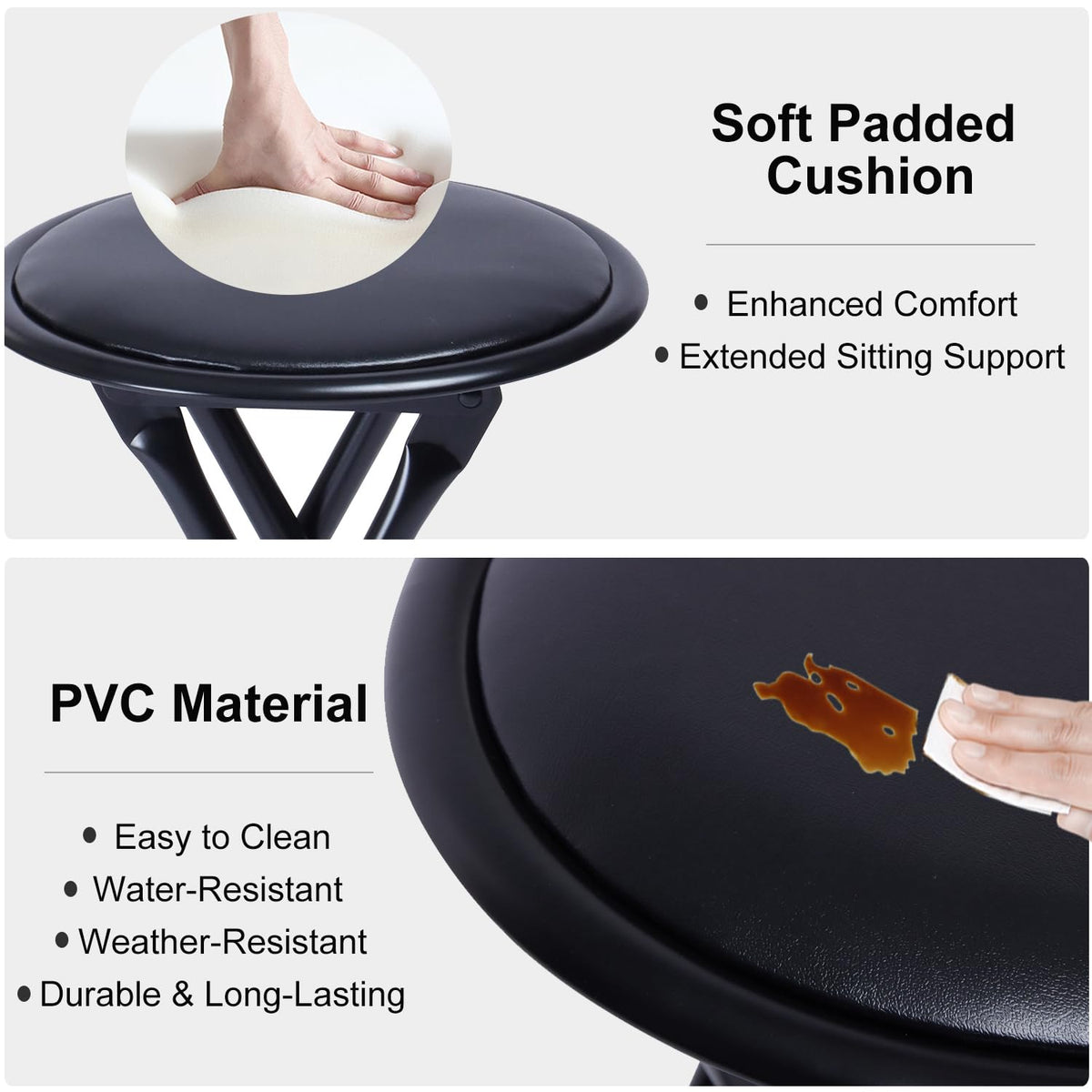 18" Black Folding Metal Stool F4698