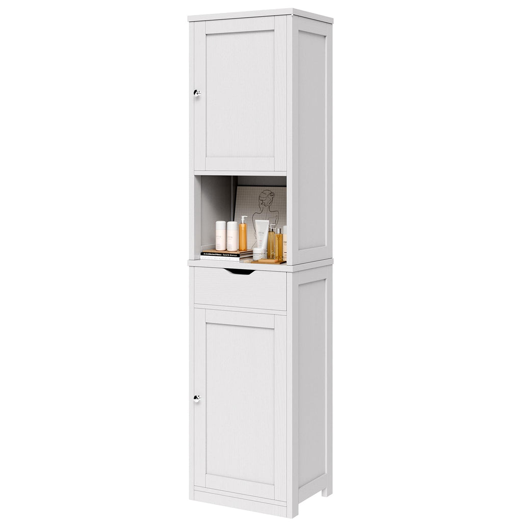 Tall Narrow Bathroom Storage Cabinet with Adjustable Shelves, White S29546