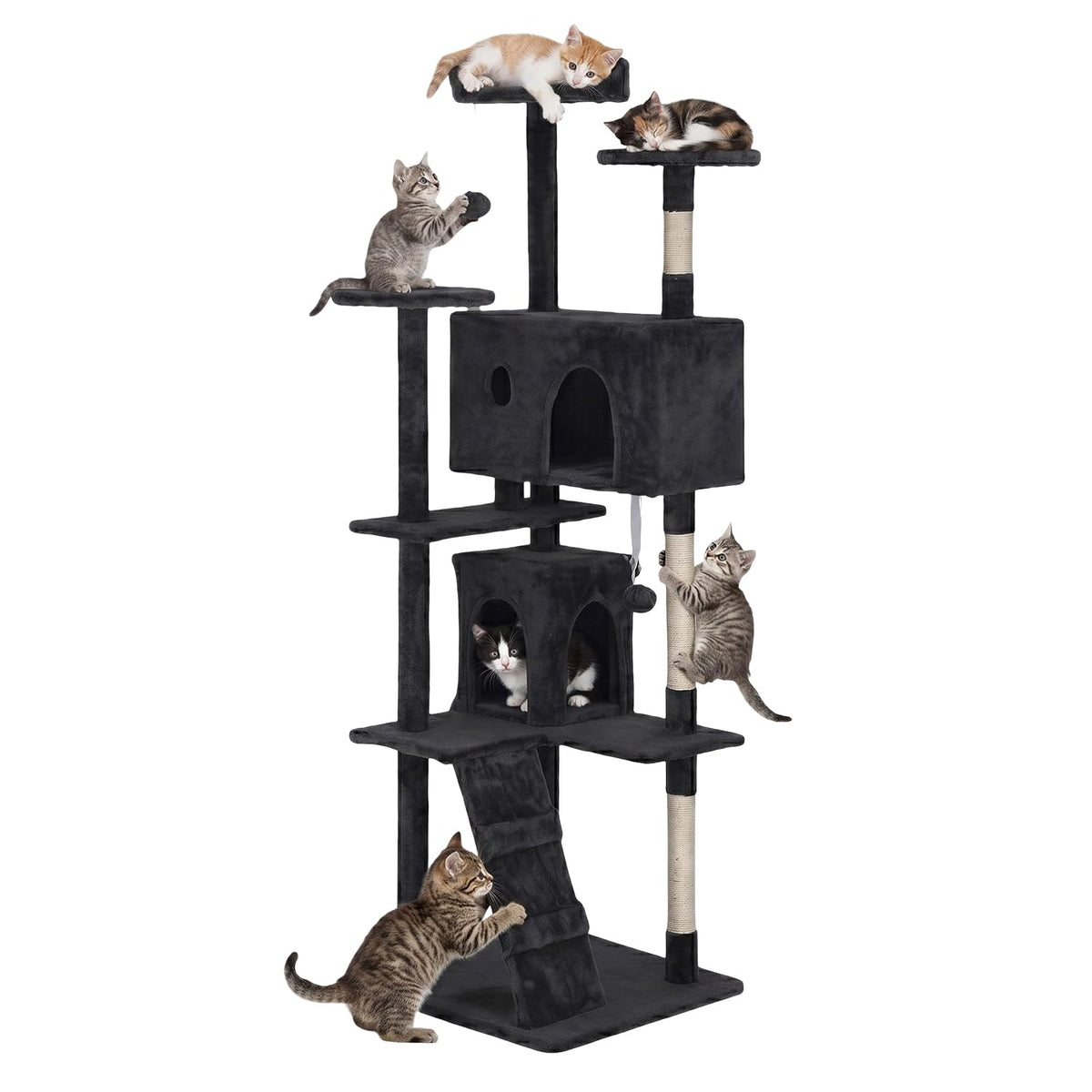 70" Dark Gray Cat Tree Tower E754