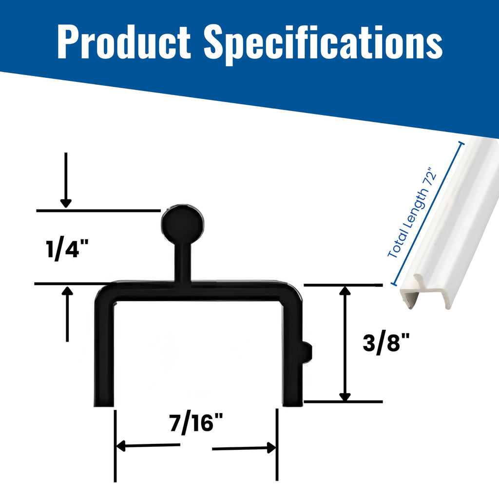 White Vinyl Sliding Screen Door Track M8809