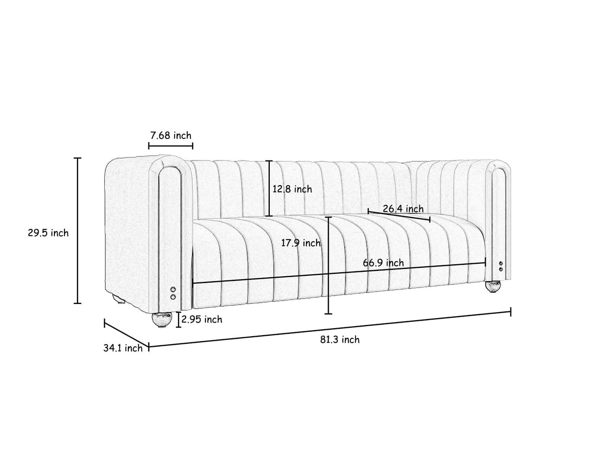 81" Velvet Sofa for 3 Person B43982