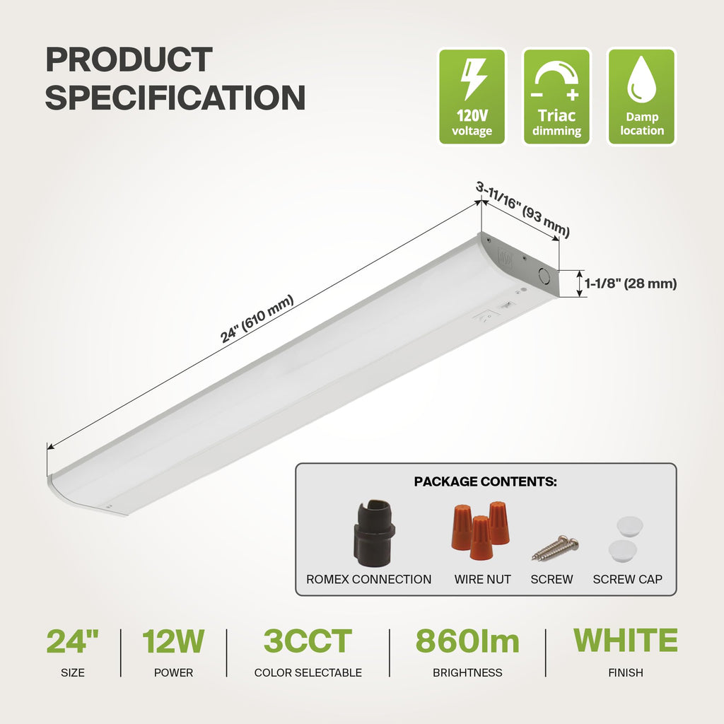 24 inch 12W Dimmable LED Under Cabinet Lighting R6109