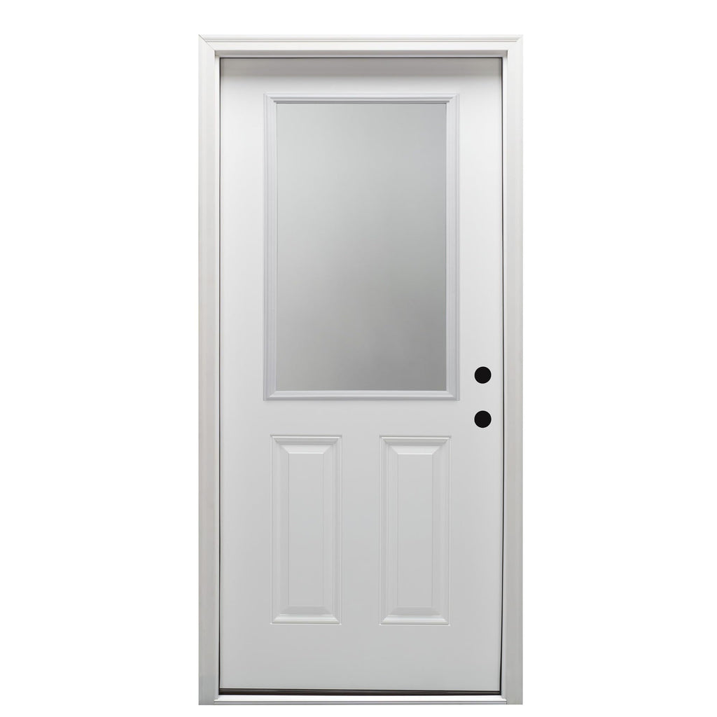 Steel Primed Left Hand In-Swing Prehung Front Door 1/2 Lite 2-Panel Clear Glass 36" x 80" X5101