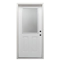 Steel Primed Left Hand In-Swing Prehung Front Door 1/2 Lite 2-Panel Clear Glass 36" x 80" X5101