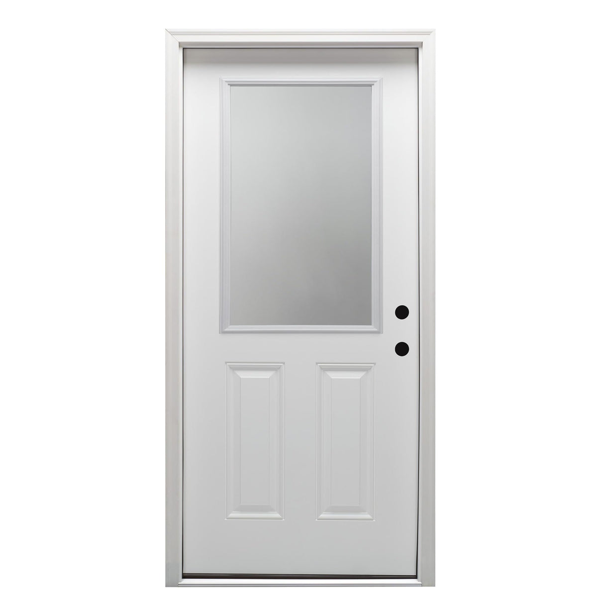 Steel Primed Left Hand In-Swing Prehung Front Door 1/2 Lite 2-Panel Clear Glass 36" x 80" X5101