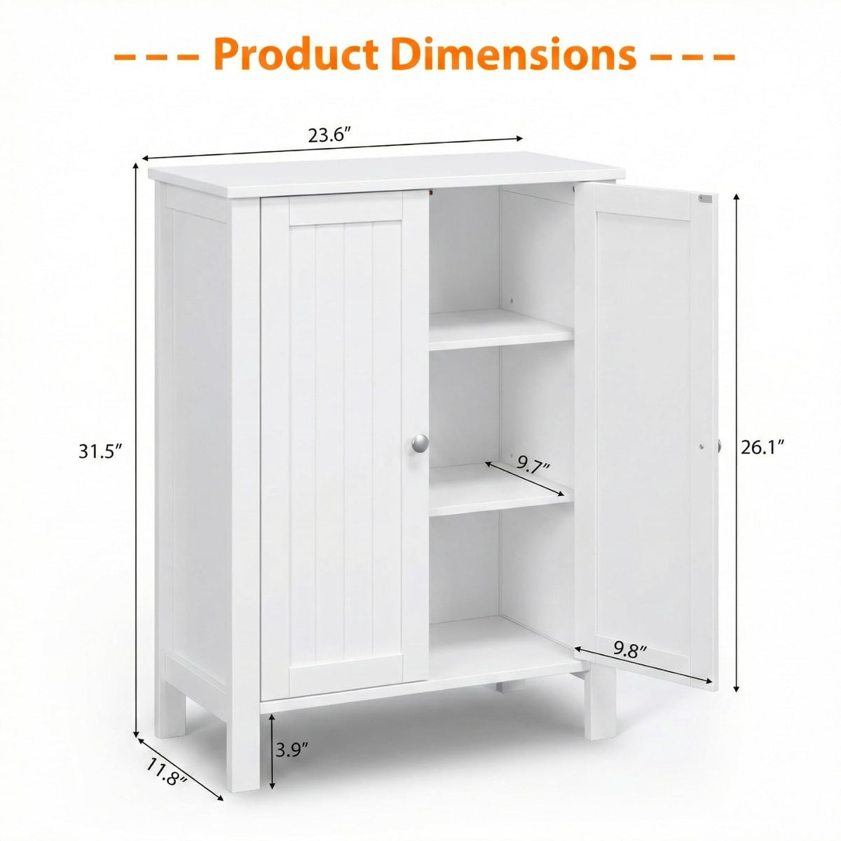 White Free Standing Bathroom Cabinet with Adjustable Shelf L940