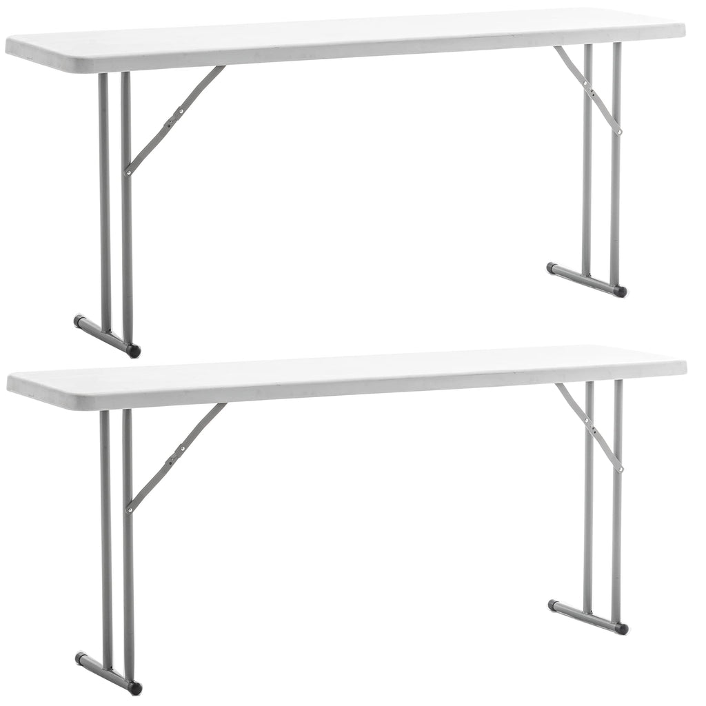 White Granite Plastic Folding Training Table Set of 2 D38948