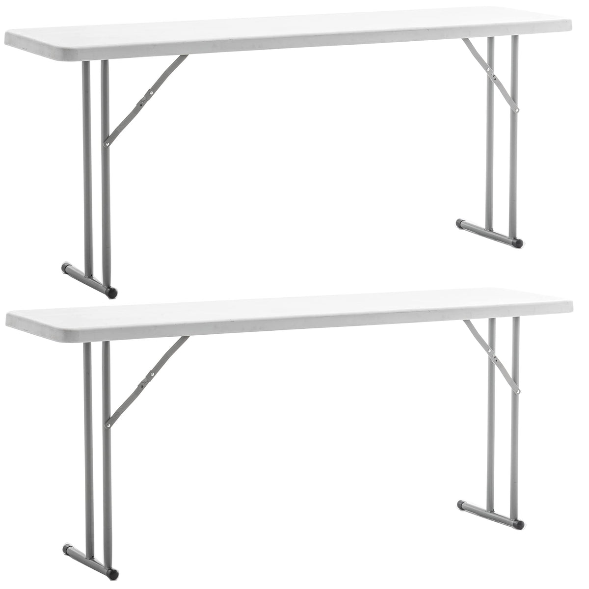 White Granite Plastic Folding Training Table Set of 2 D38948