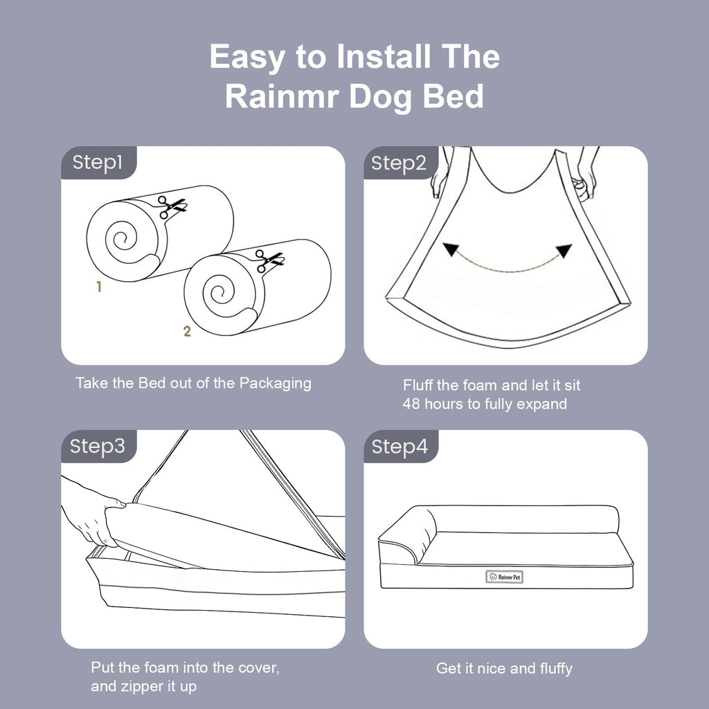 Memory Foam Orthopedic Dog Bed with Removable Waterproof Cover, 35x23 Inches, Light Grey E12621