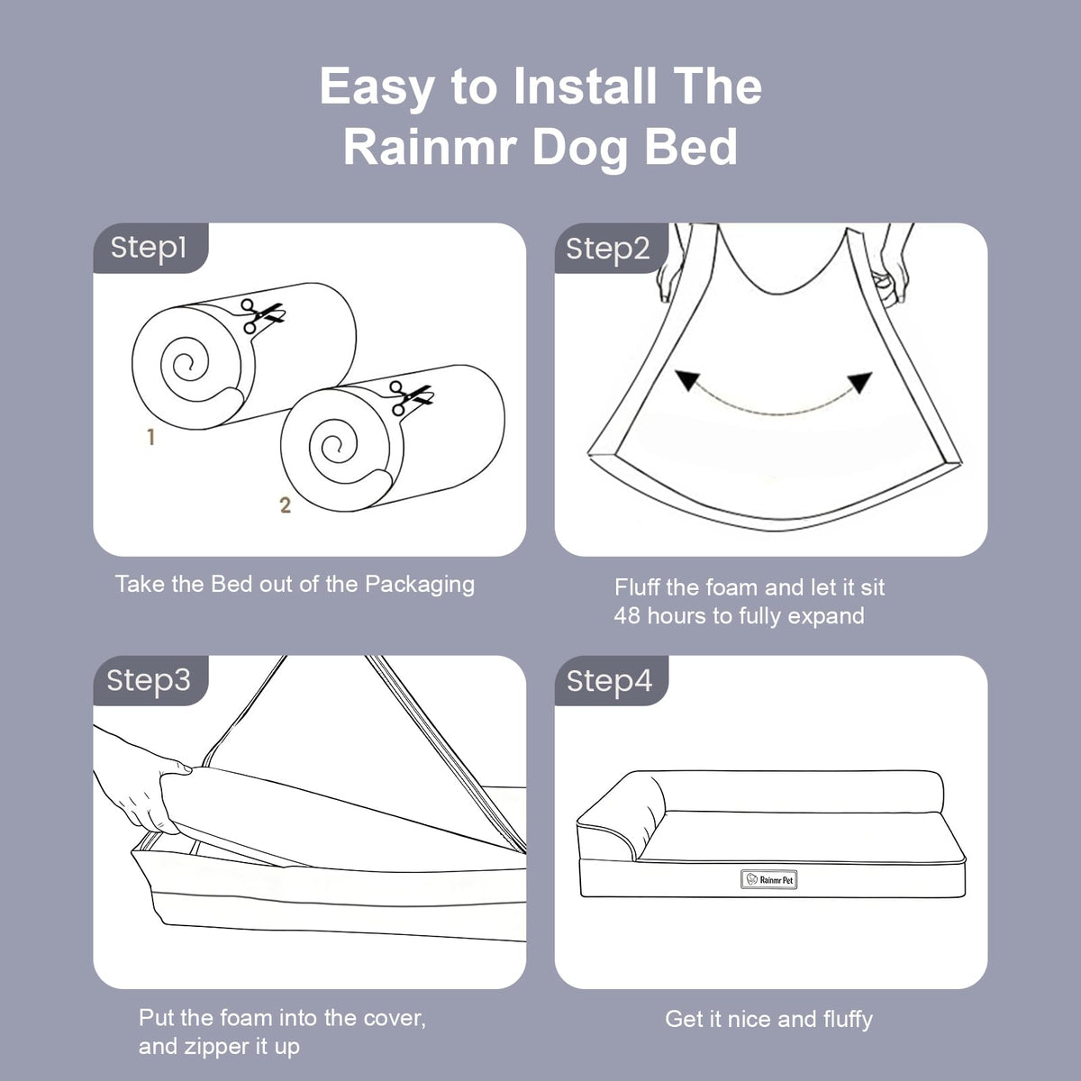 Memory Foam Orthopedic Dog Bed with Removable Waterproof Cover, 35x23 Inches, Light Grey E12621