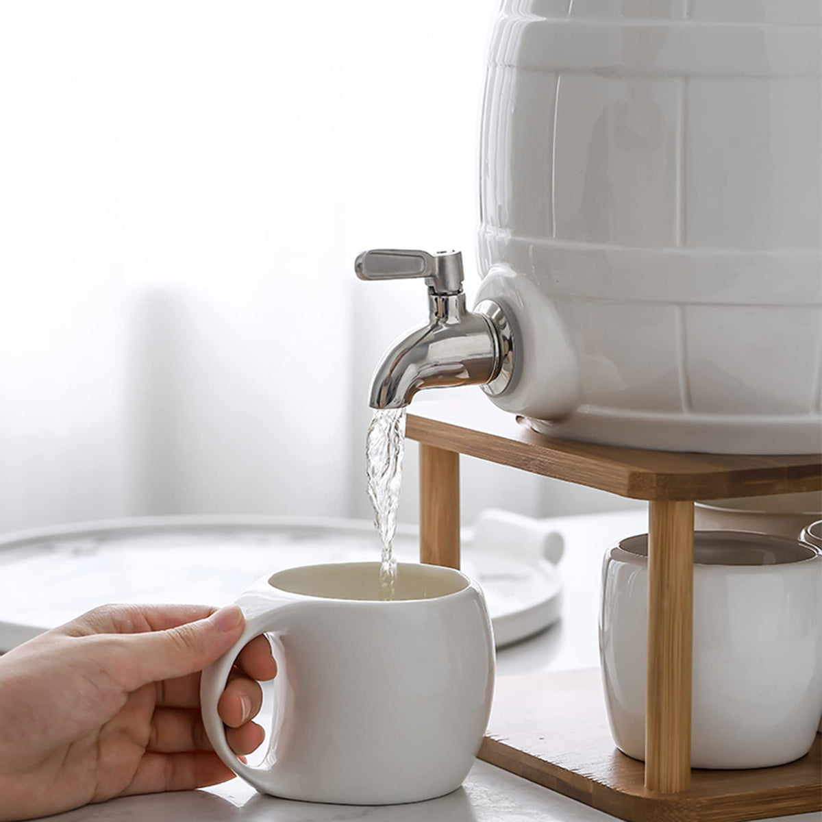 Ceramic Beverage Dispenser with Stainless Steel Spigot J961420