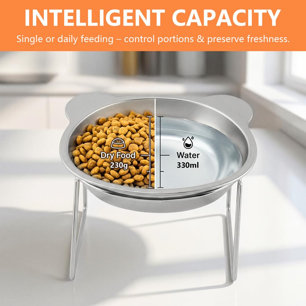 2 Pack Stainless Steel Elevated Cat Bowls Z263003