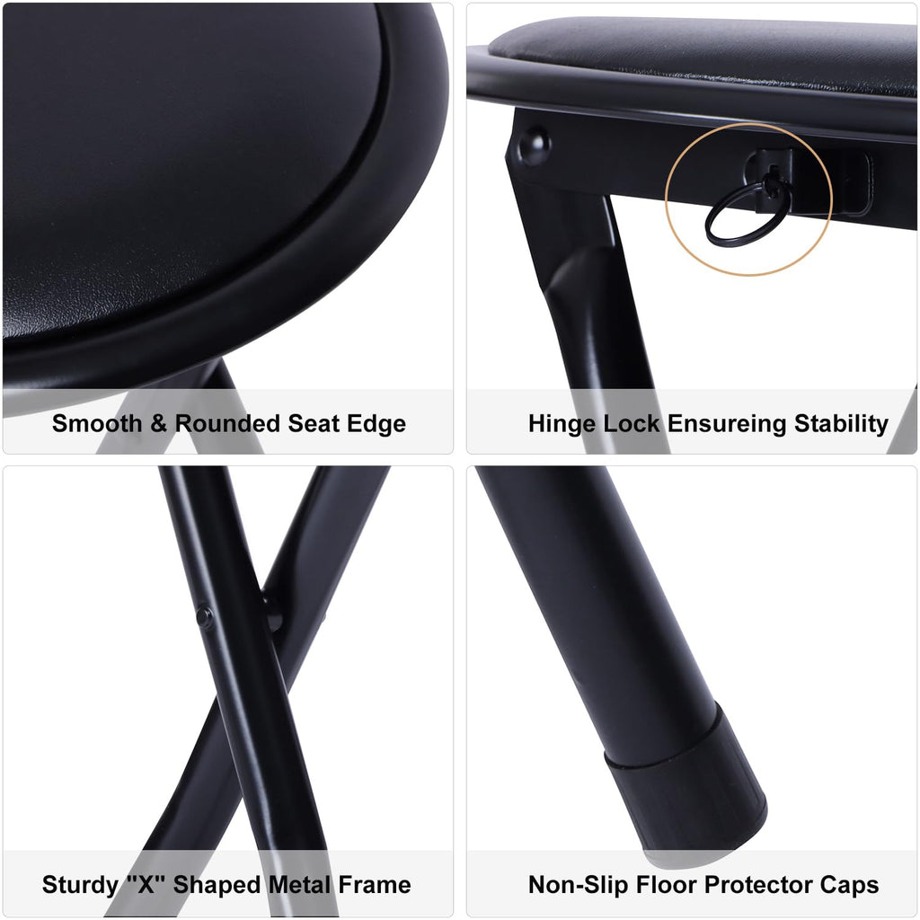 18" Black Folding Metal Stool F4698