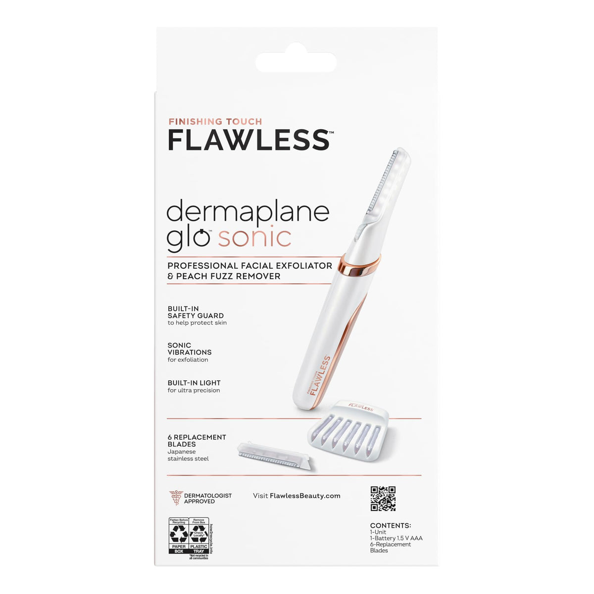 Lighted Electric Facial Exfoliator with 6 Replacement Heads S427