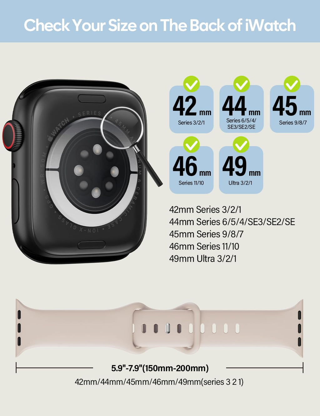 Silicone Band Compatible with Apple Watch 38mm 40mm 41mm 42mm 44mm 45mm 49mm Y558
