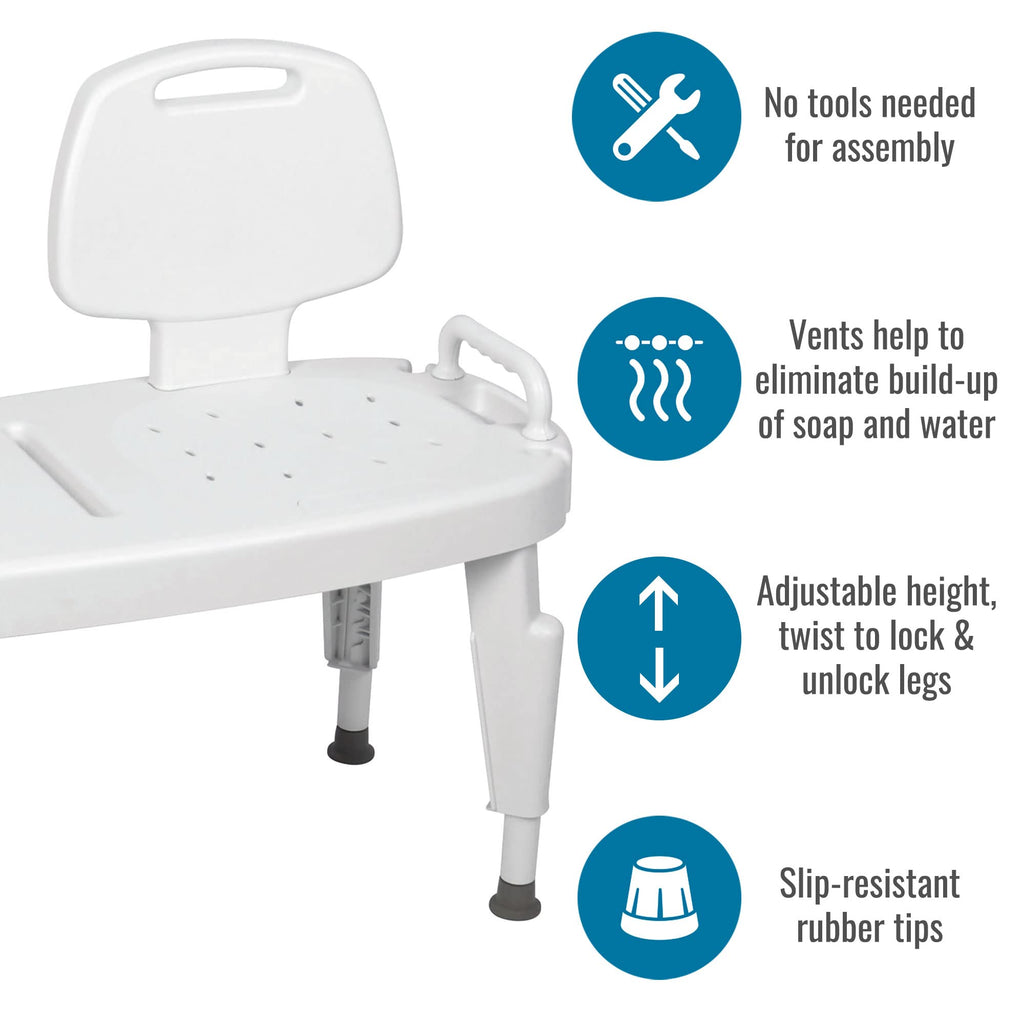 Universal Transfer Bench for Bathtubs & Showers, 350lb Weight Capacity, Adjustable Legs F941