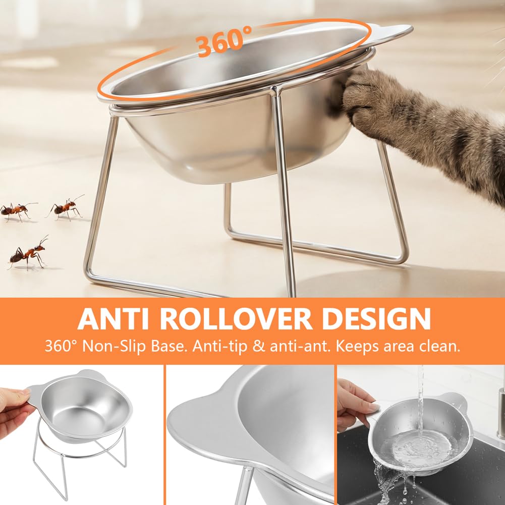 2 Pack Stainless Steel Elevated Cat Bowls Z263003