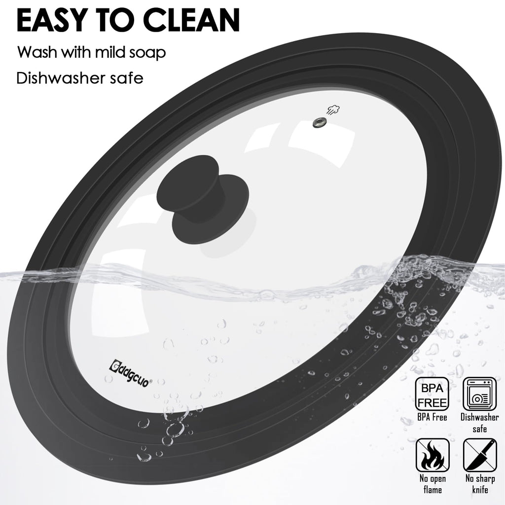 2 Pcs Universal Silicone Tempered Glass Pan Lids Dishwasher Safe P528900