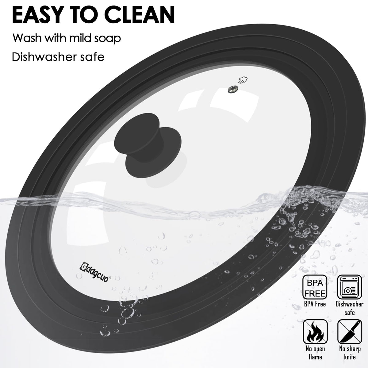 2 Pcs Universal Silicone Tempered Glass Pan Lids Dishwasher Safe P528900