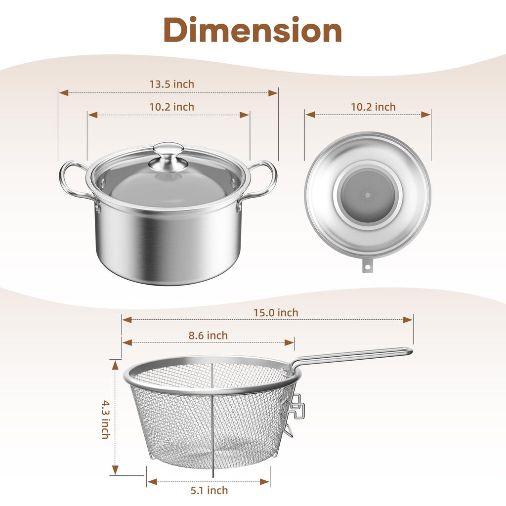 Deep Fryer Pot with Basket 6.3QT X632
