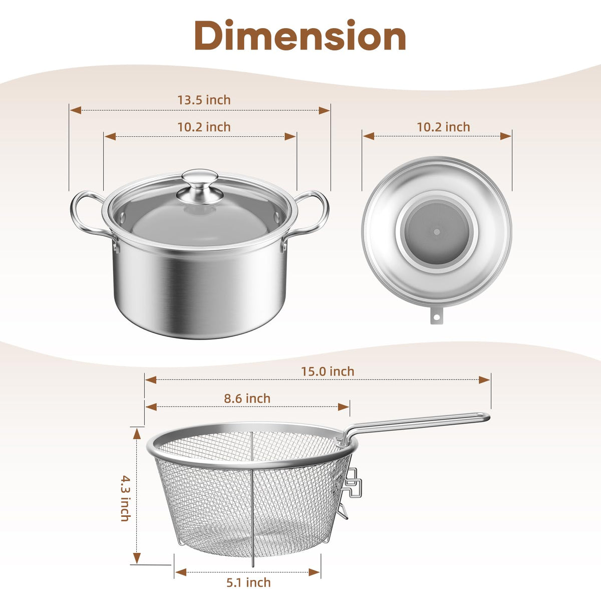 Deep Fryer Pot with Basket 6.3QT X632