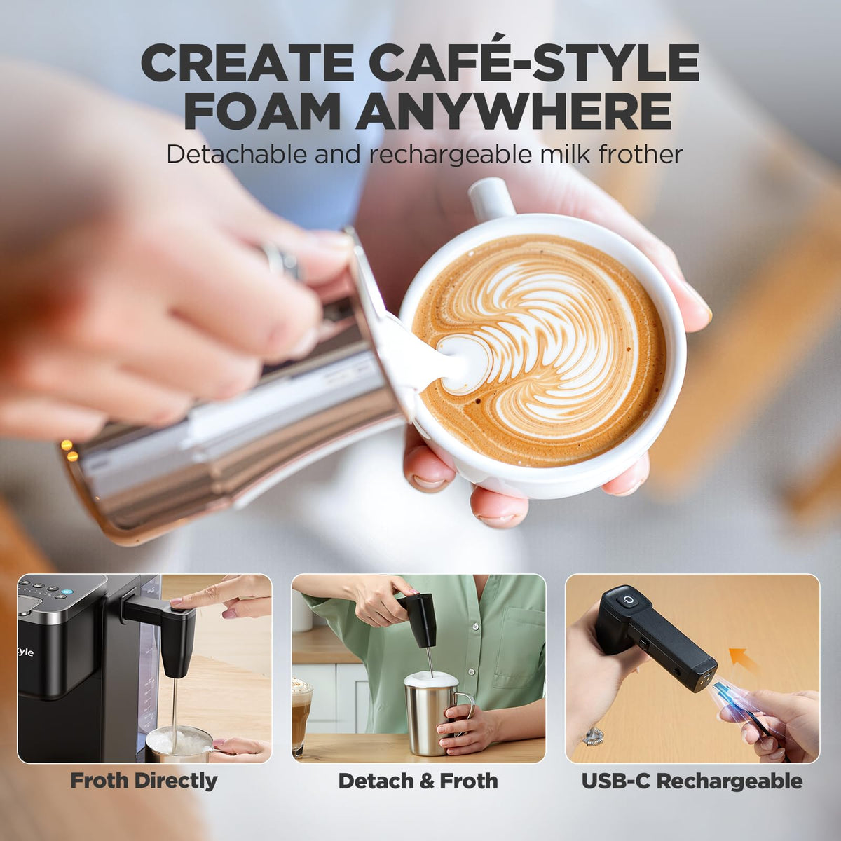 Single Serve Coffee Maker with Milk Frother K9328