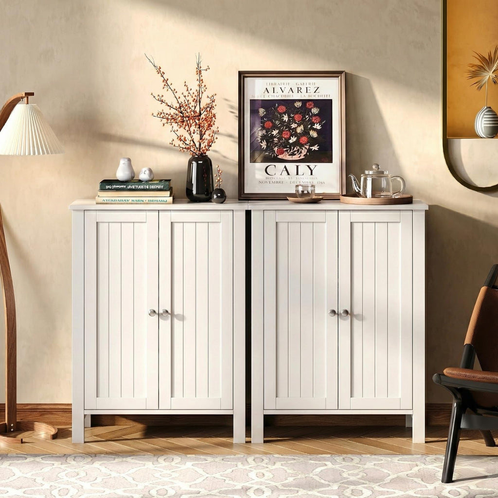 White Free Standing Bathroom Cabinet with Adjustable Shelf L940
