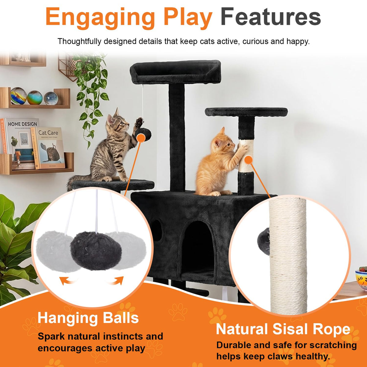 70" Dark Gray Cat Tree Tower E754