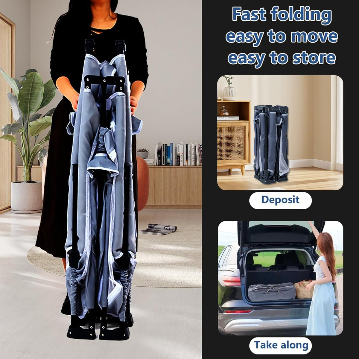 Foldable Baby Playpen with Mat and Storage Bags U7170