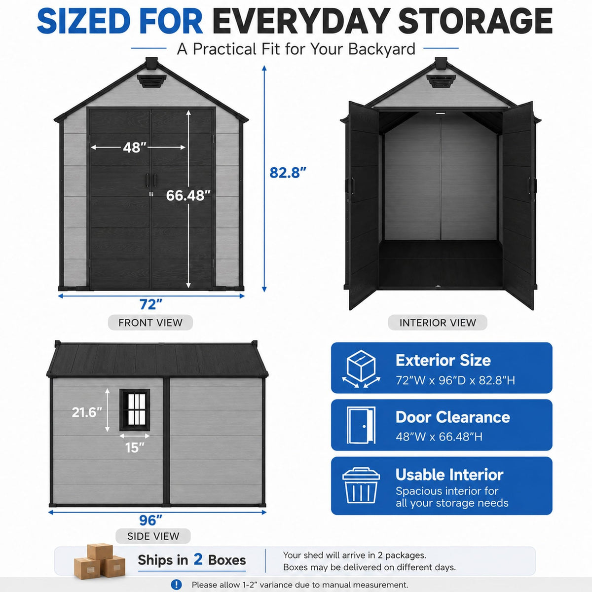 6x8 FT Resin Storage Shed with Floor R688084