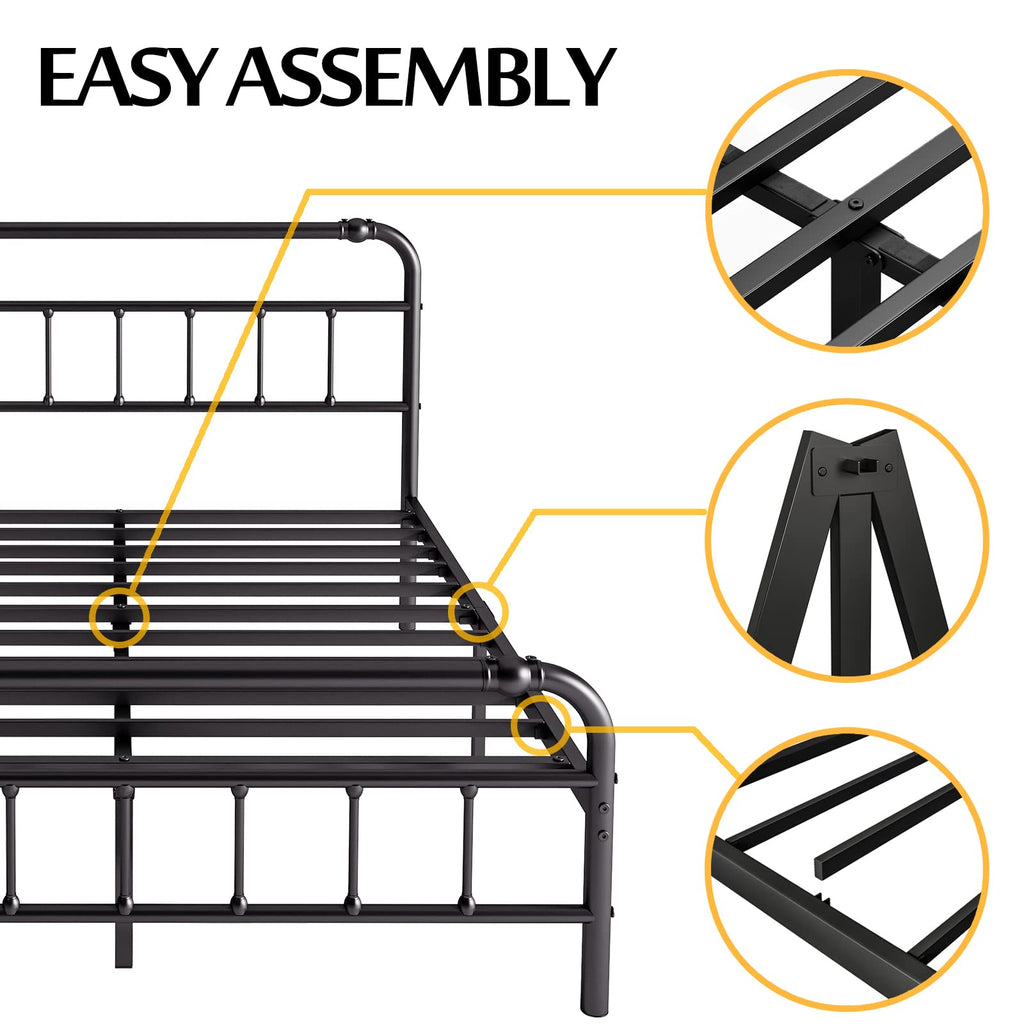 Full Size Metal Bed Frame with Iron Headboard O27015