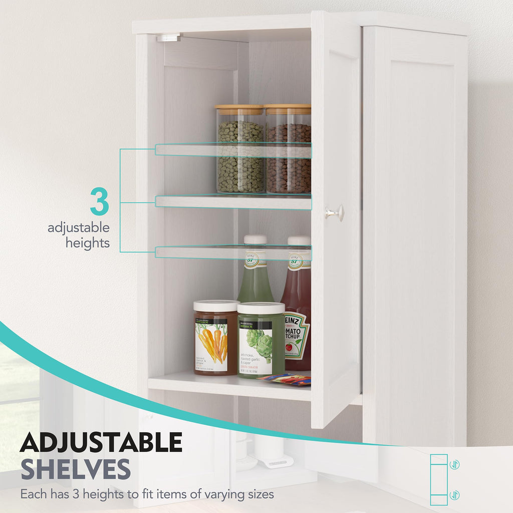 Tall Narrow Bathroom Storage Cabinet with Adjustable Shelves, White S29546