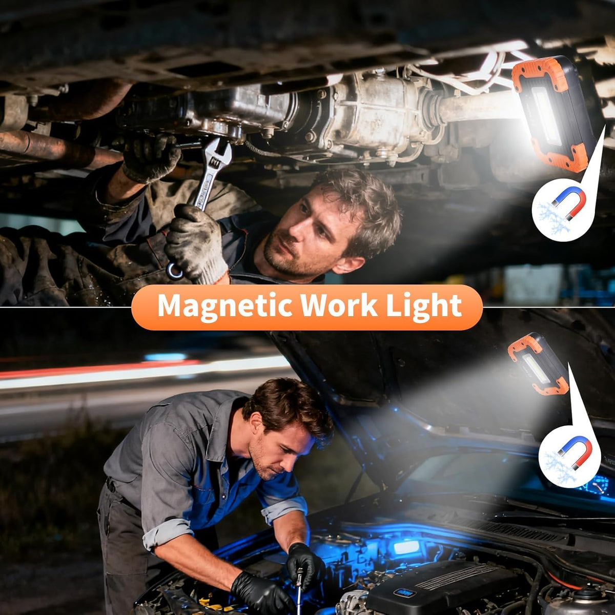 8 Pack Rechargeable LED Work Light 500LM Magnetic Base T752