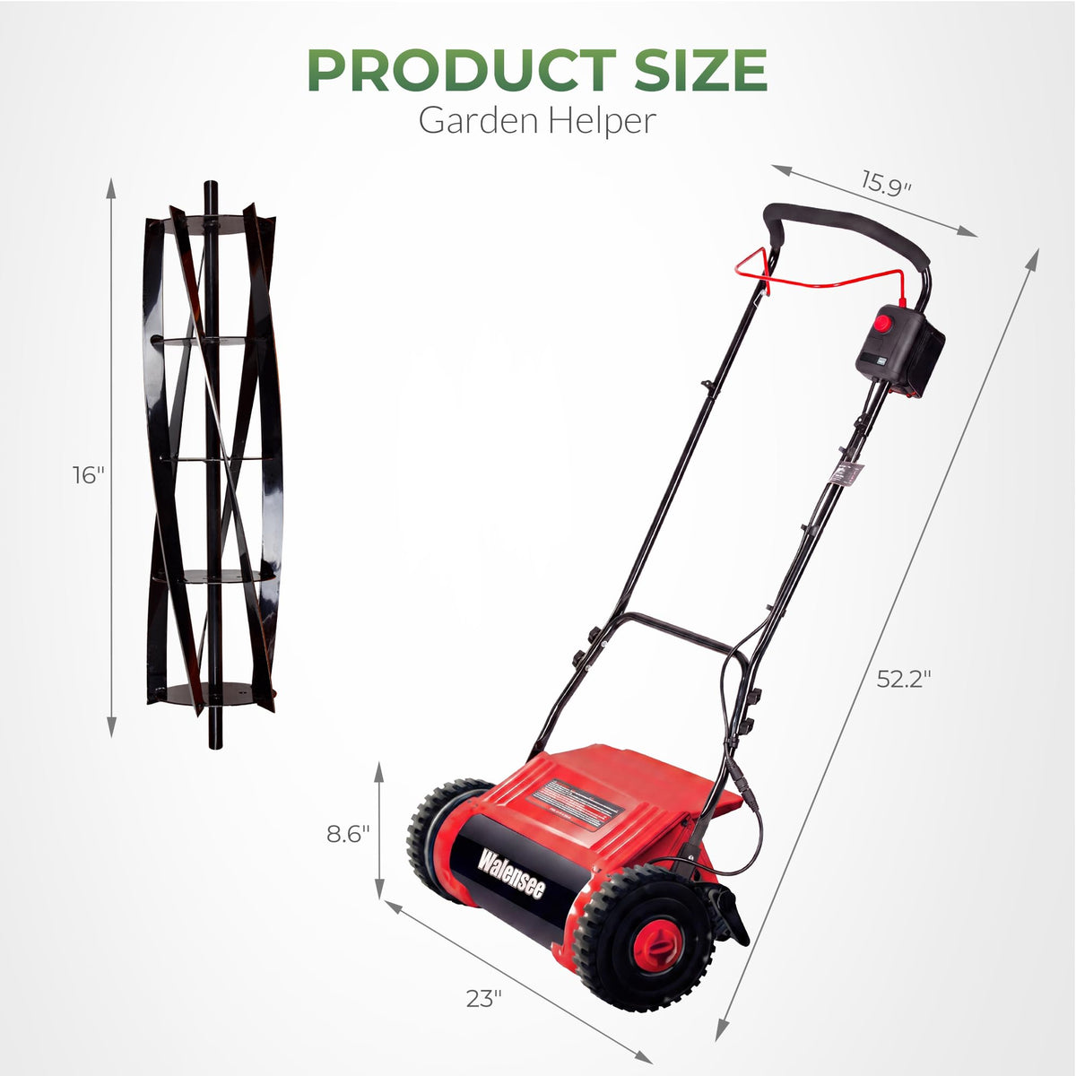 16-Inch Cordless Electric Reel Lawn Mower with 2 Batteries Y84267