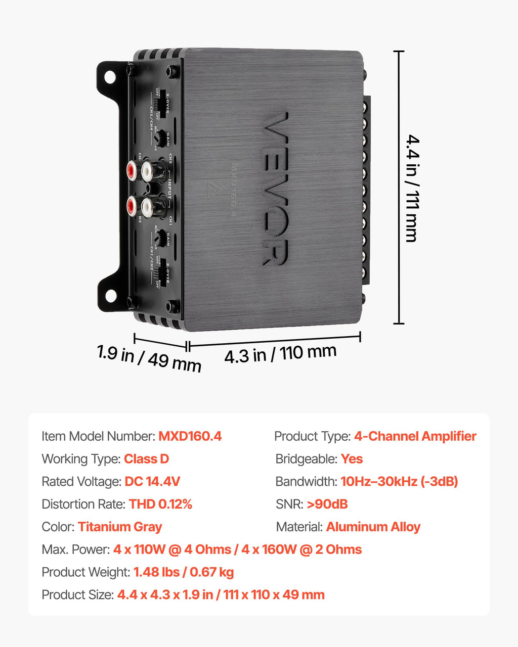 4 Channel Class D Car Audio Amplifier Y723305
