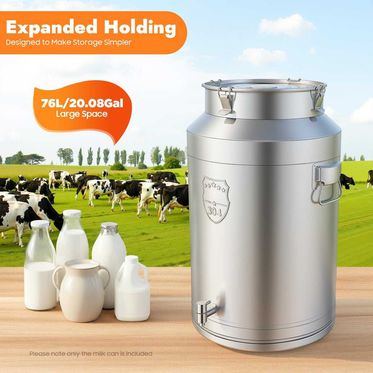 304 Stainless Steel 76L Sealed Bucket with Faucet G52924
