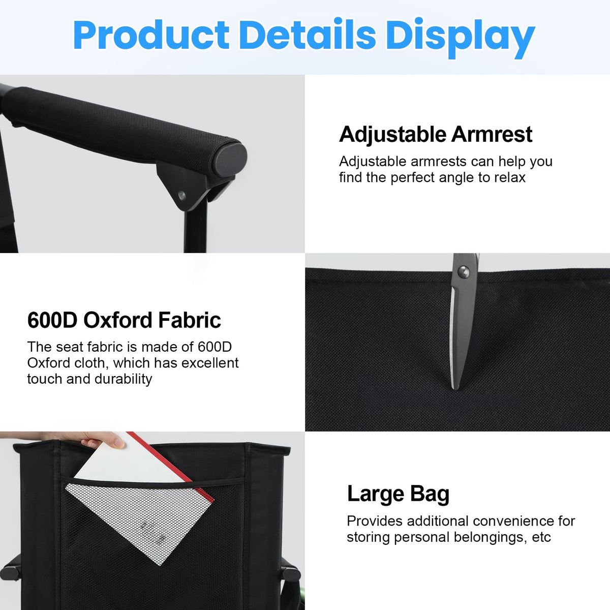 2 Pcs Folding Stadium Seat with Back Support and Cushion X88995