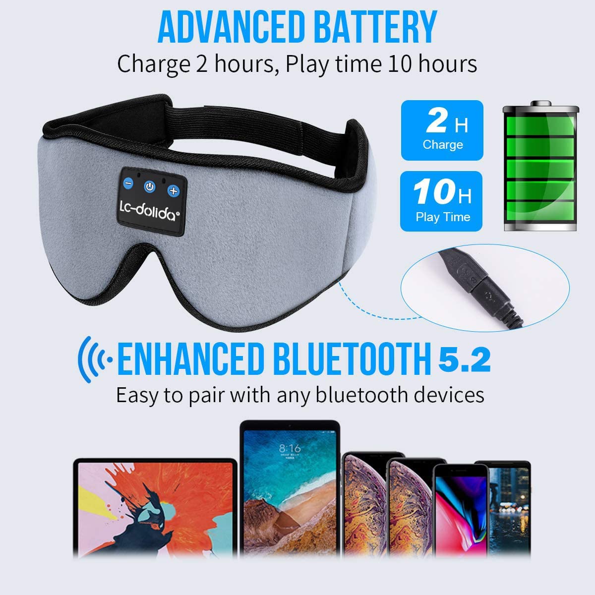 Sleep Mask with Bluetooth Headphones Cotton P1358