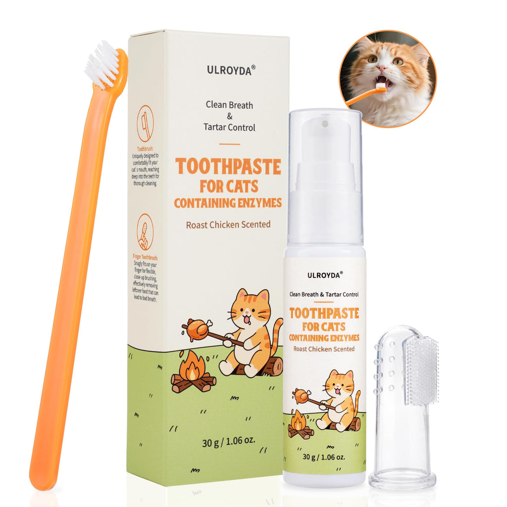 Roast Chicken Flavor Enzymatic Cat Toothpaste Kit with Toothbrush & Finger Brush, 1.06 oz L72624